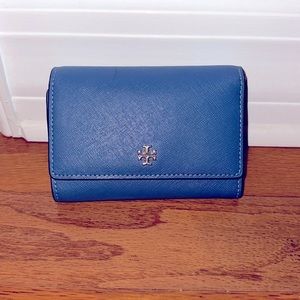 Tori Burch Medium Size Blue and Gold Leather Wallet